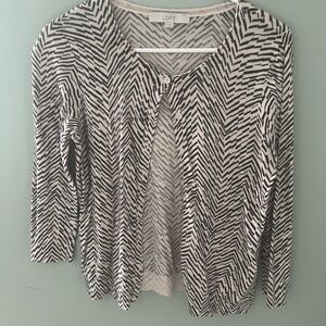 LOFT Black & White Patterned Cardigan